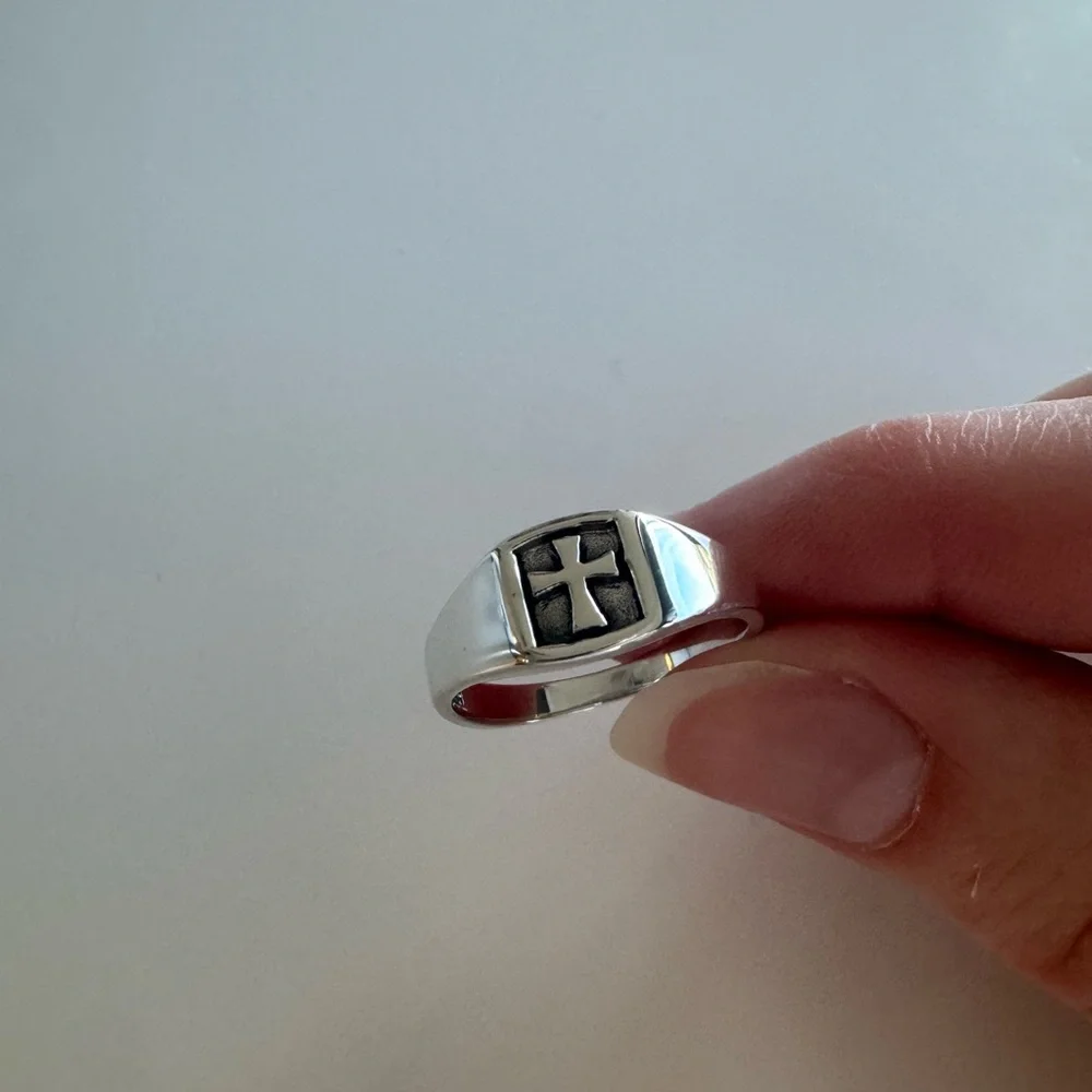 Cross Sterling Silver Ring